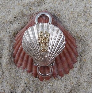 Sterling Silver Scallop Clasp w/ 14k Lobster Clasp