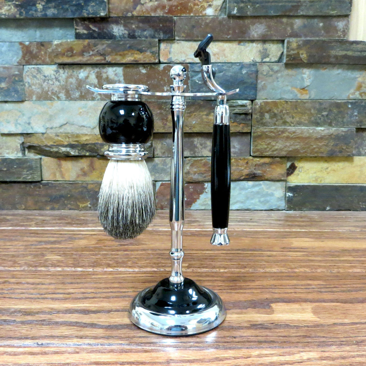 Razor and Personalized Shave Brush Set