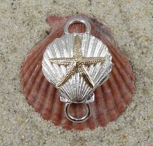 Sterling Silver Scallop w/ Large 14k Starfish Clasp
