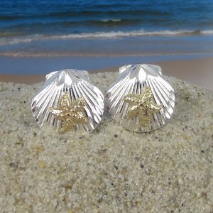 Scallop Ear Ring with 14k Starfish