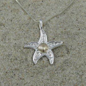Starfish Pendant w/ 14k Scallop