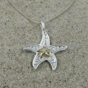 Starfish Pendant w/ 14k Starfish