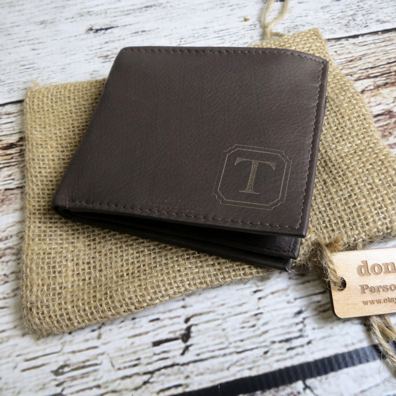 Personalized Brown Bi fold Leather Wallet, Gifts for Men, Groomsmen, Best Man, Anniversary, Birthday, Father's Day, Valentines, Graduation