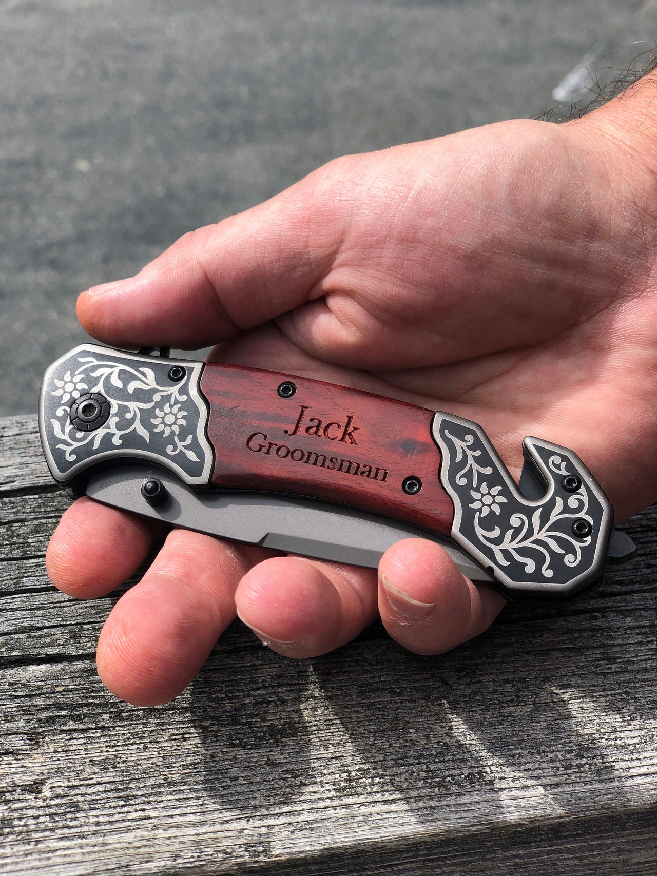 Personalized Pocket Knife with Wood Handle, Groomsman Gift, Gifts for Men, Camping and Hunting, Best Man, Groom