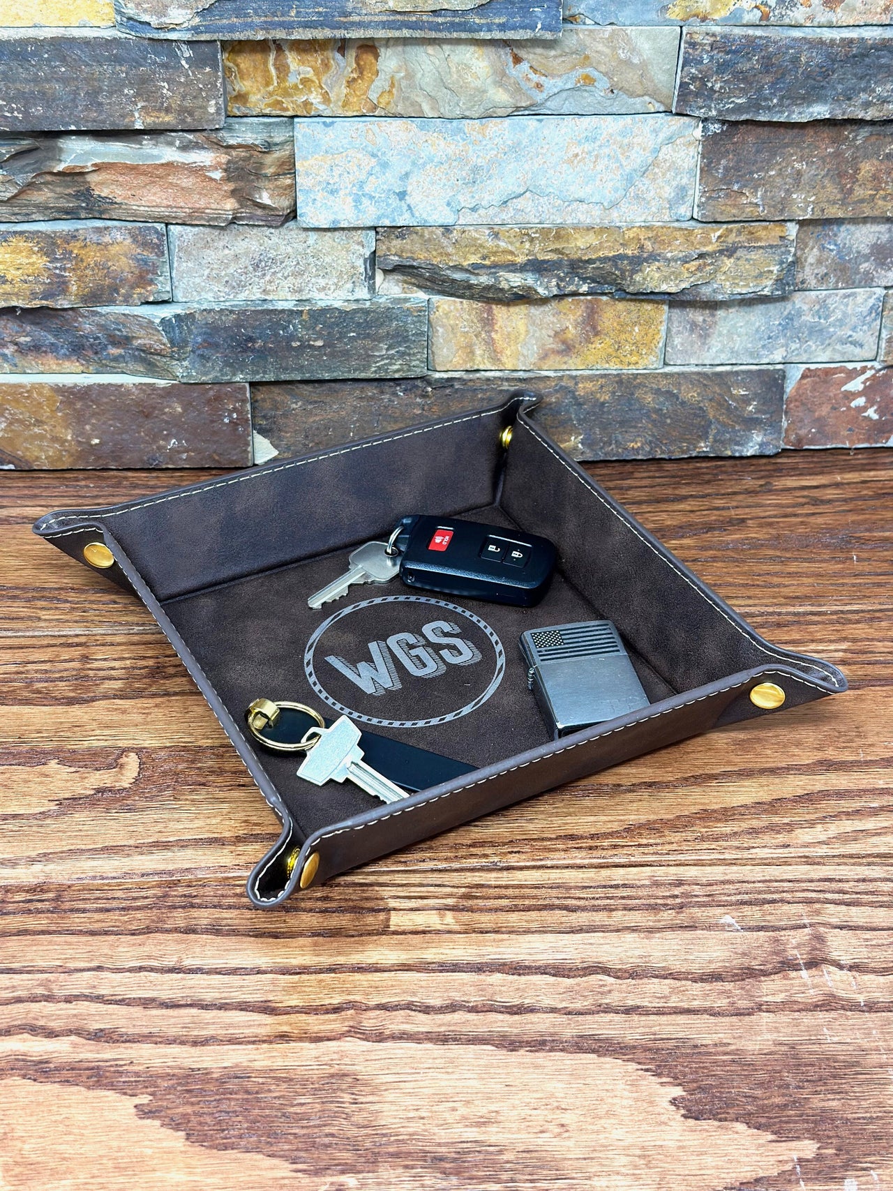 Personalized Men's Valet, Stocking Stuffer, Father's Day, for Him, Birthday, 3rd Anniversary, Rustic, Corporate Gift, Christmas, Key Holder