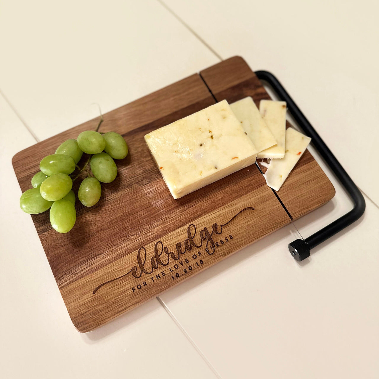 Personalized Cheese Cutting Board, Acacia Wood, Industrial Decor, Housewarming, Closing Gift, Realtor, Wedding, Party, Charcuterie, Serving