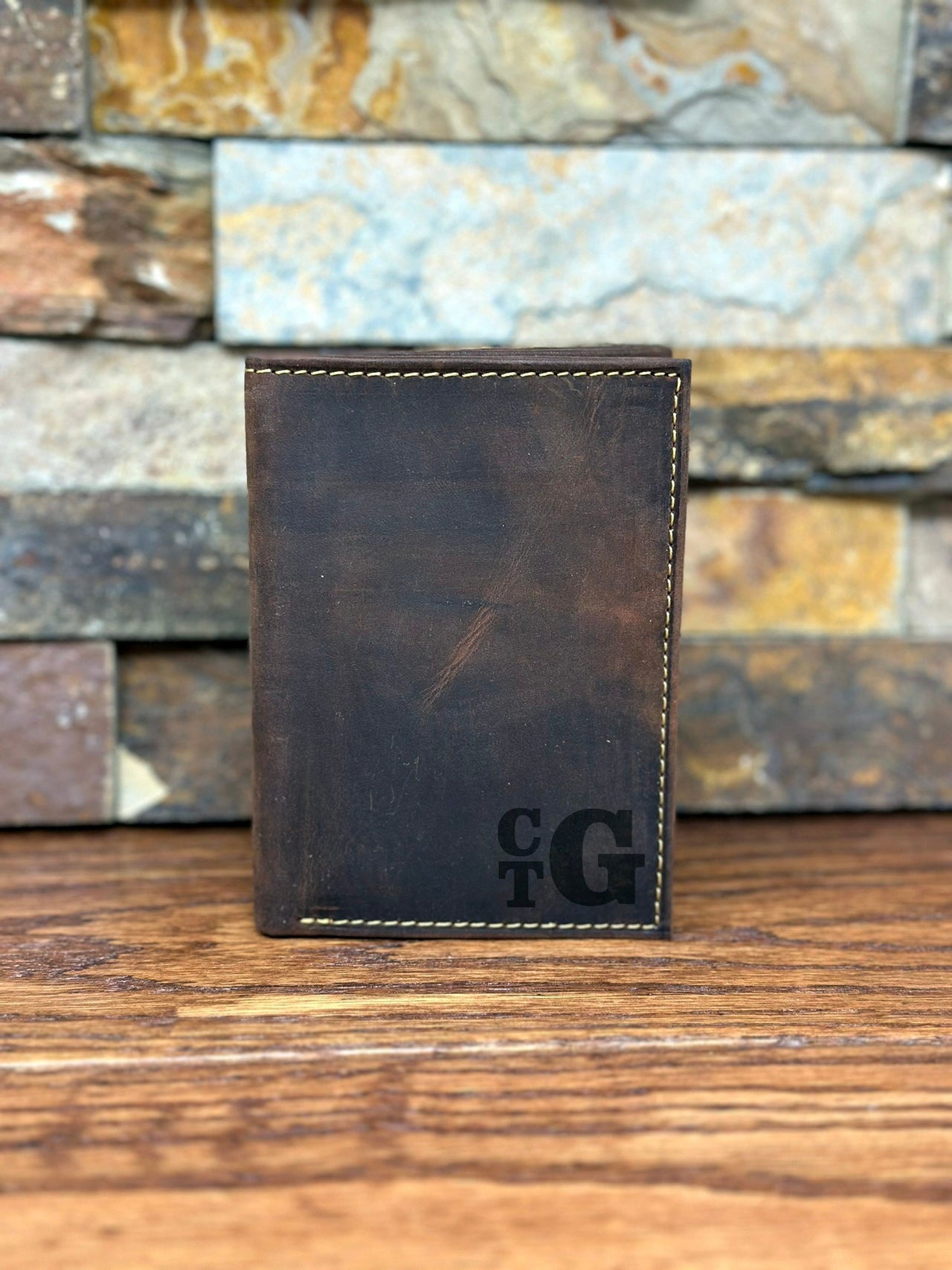 Personalized Rustic Leather Wallet, RFID, TriFold, Groomsmen, Monogrammed Gifts for Men, Fathers Day, Christmas, Anniversary, Graduation