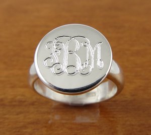 Sterling Silver Monogram Personalized Ring