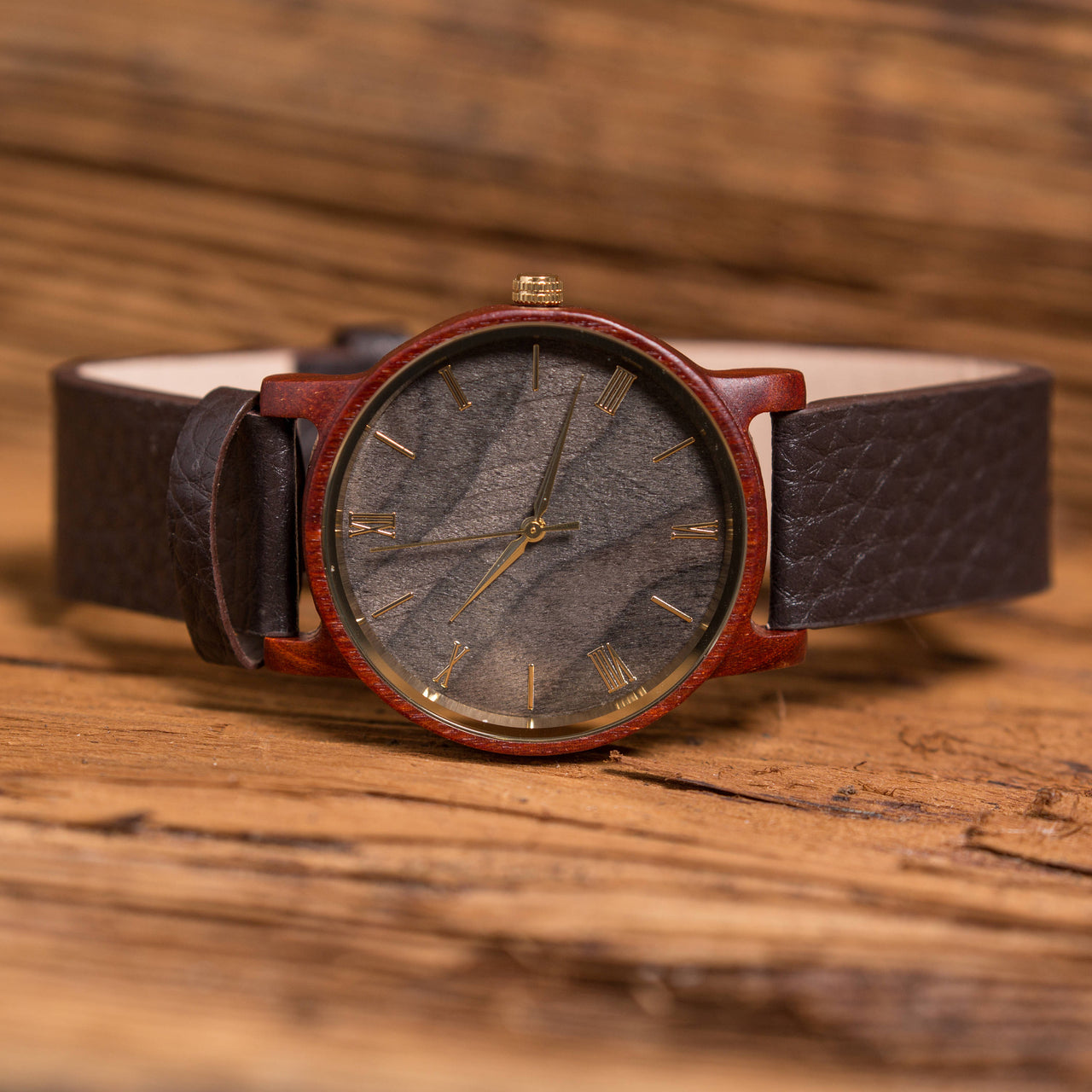 Personalized Wrist Watch with Wooden Face