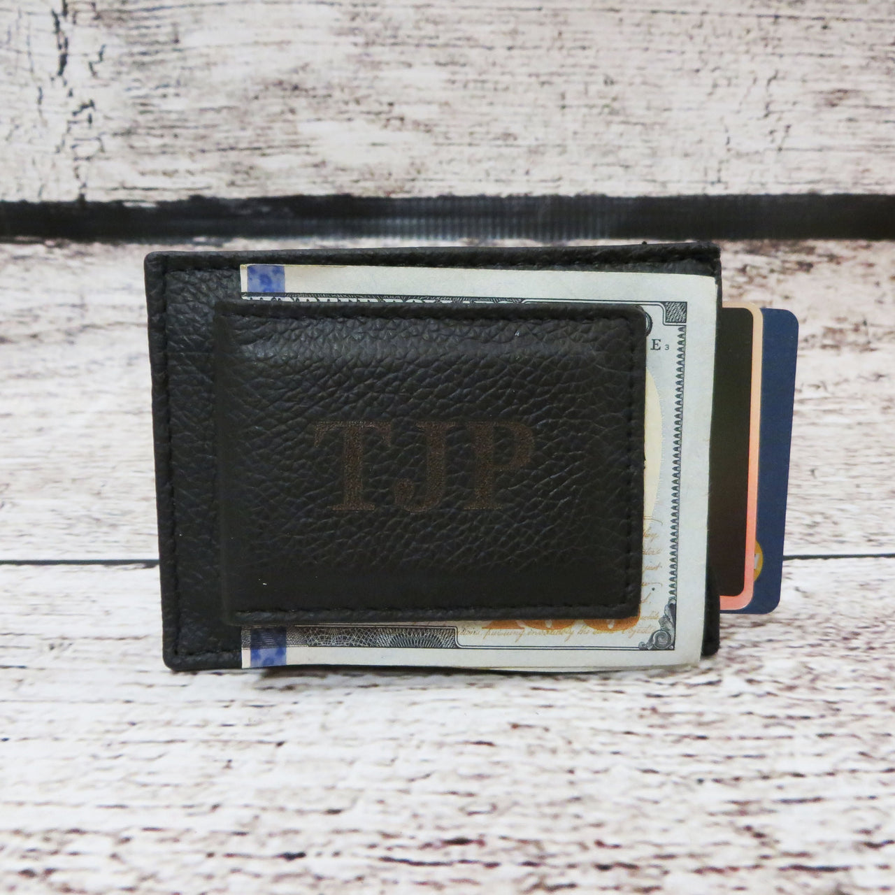 Personalized Leather Money Clip w/ Card Slots