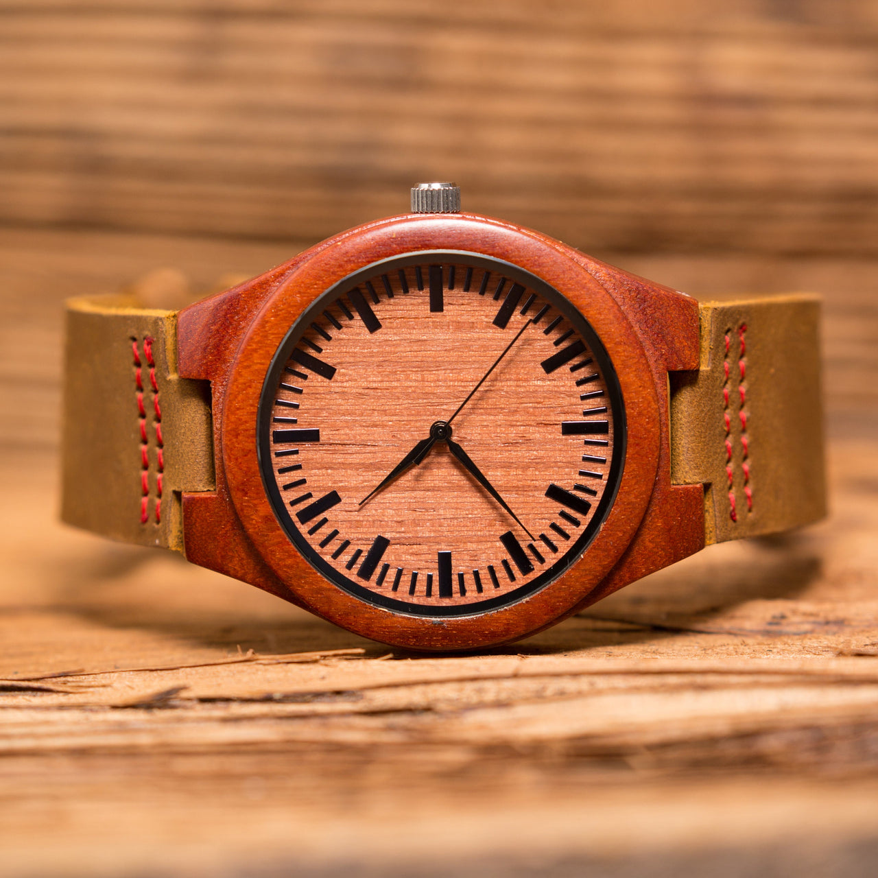 Personalized Red Sandalwood Wood Wrist Watch