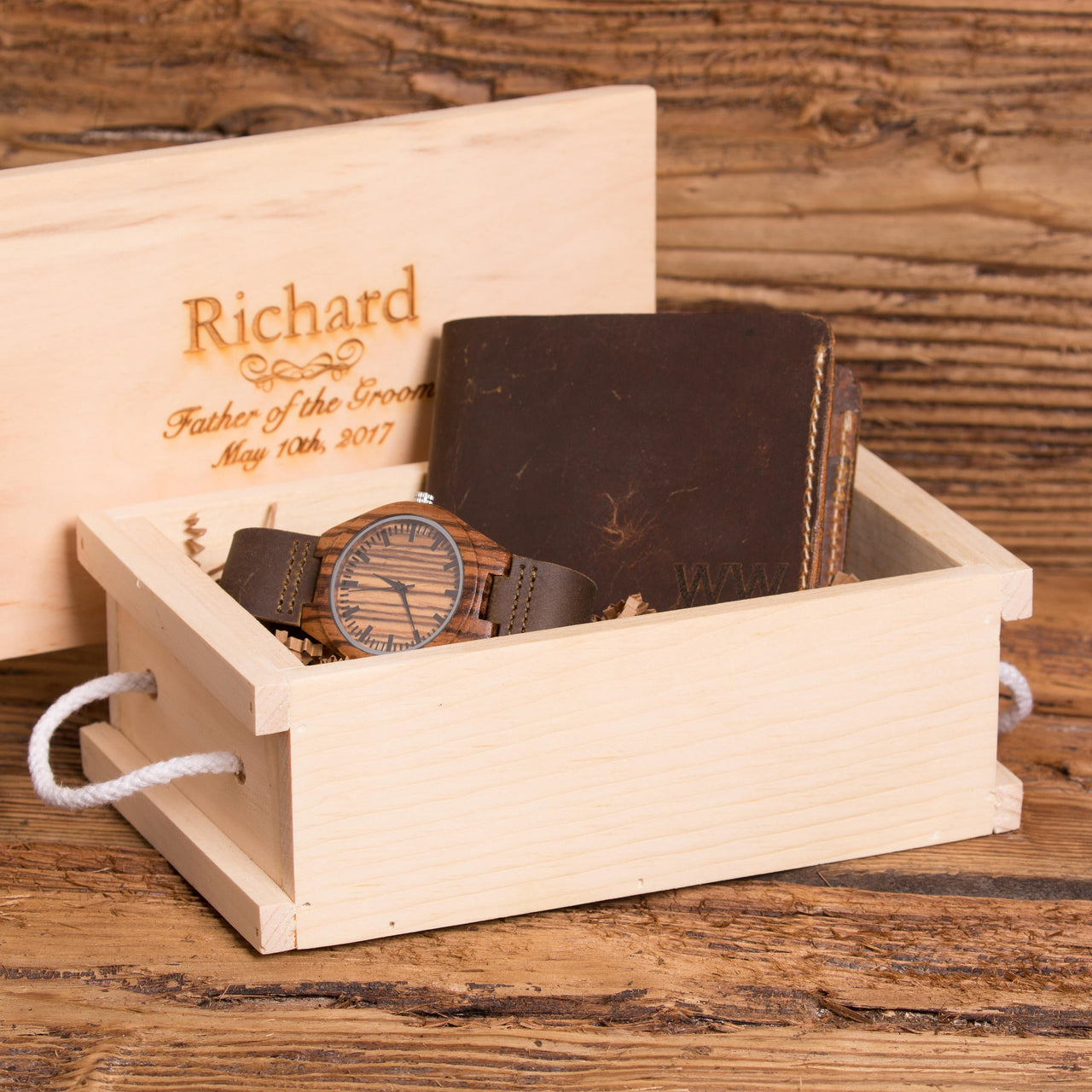 Personalized Bi fold Wallet and Watch Gift Set