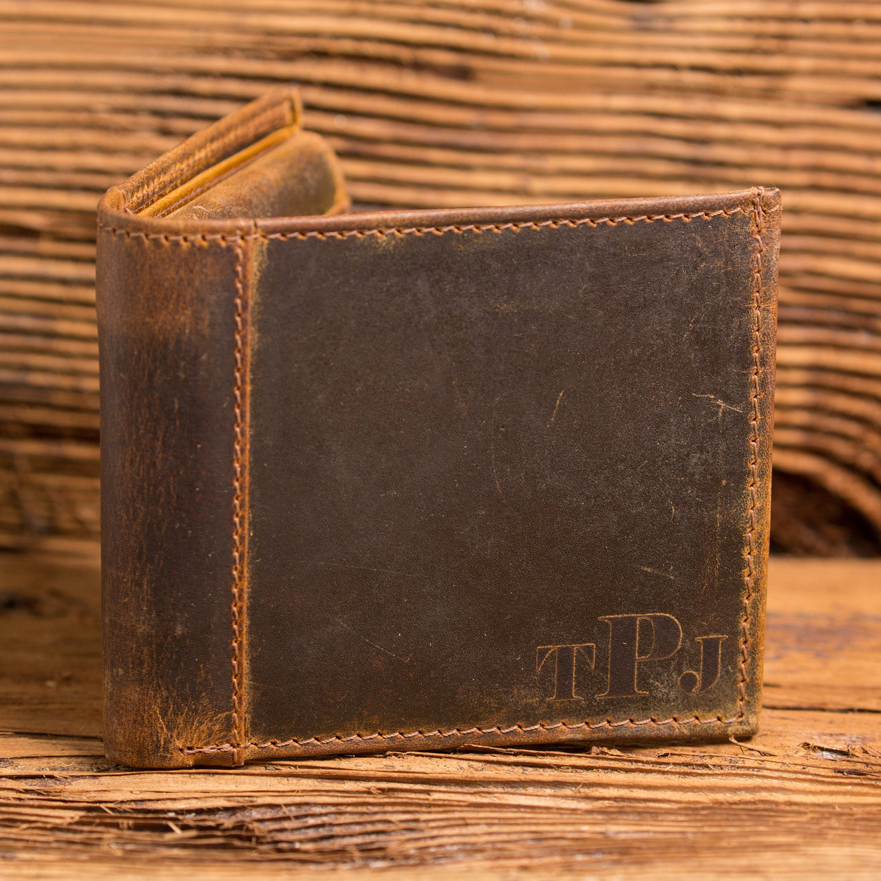 Personalized Bi Fold Leather Wallet w/ ID window