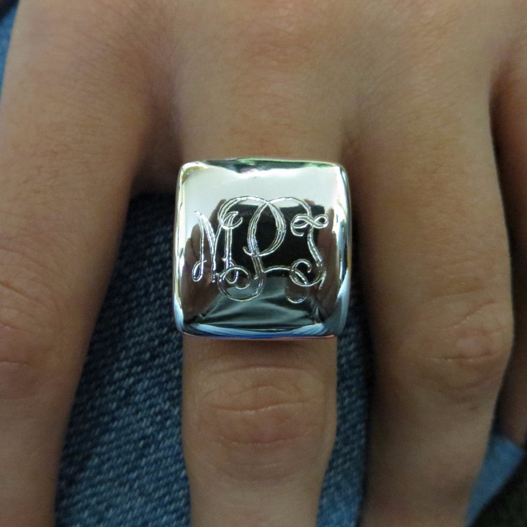 Monogrammed Sterling Silver Ring