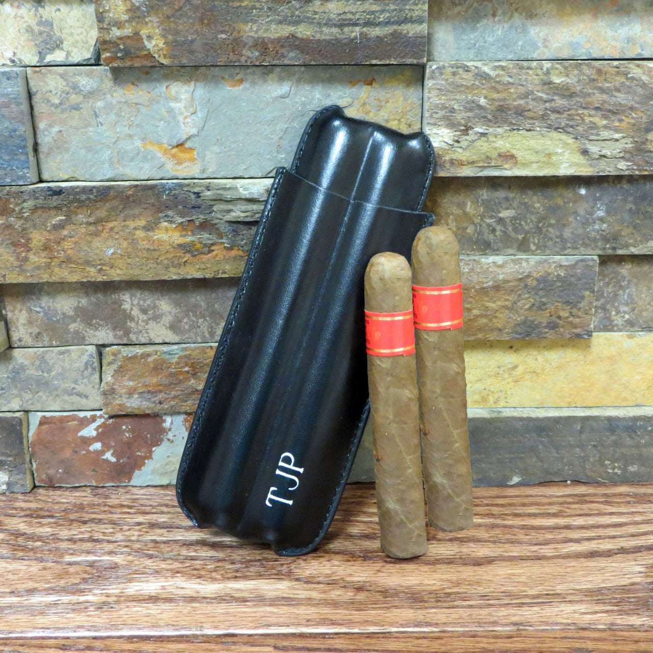 Personalized Leather Double Cigar Case