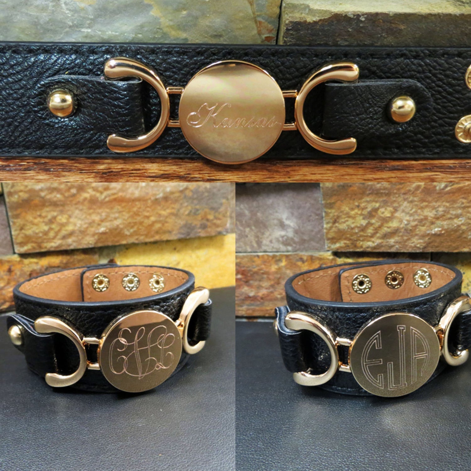 Leather Monogram Bracelet 