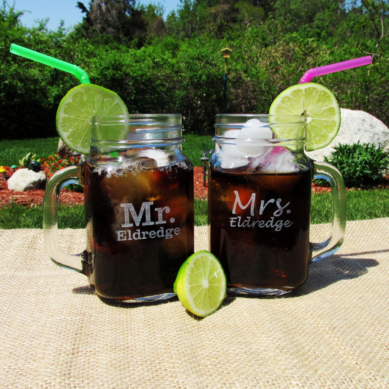Mr & Mrs Personalized Wedding Mason Jars