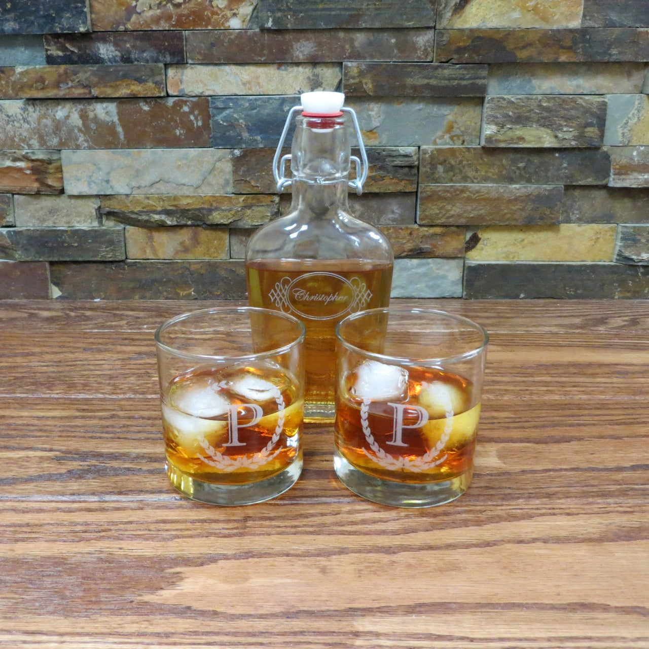 Personalized Whiskey Glass Tumblers with Flask