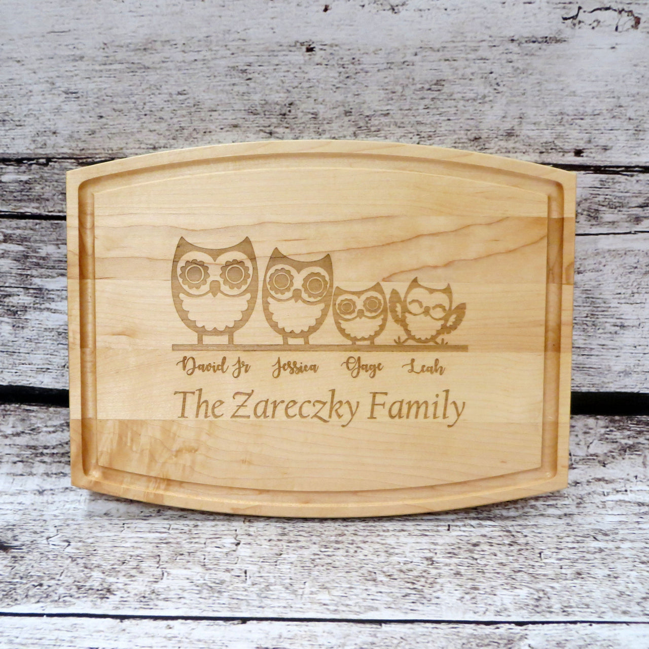 Owl Family Personalized Cutting Board