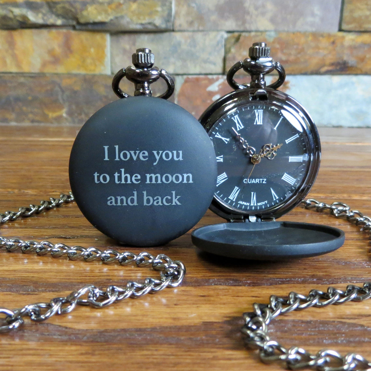 Personalized Black Pocket Watch